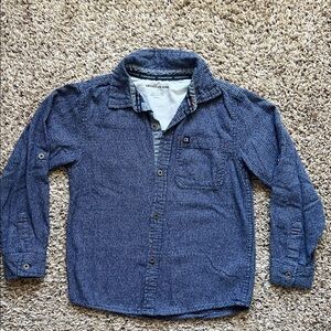 Calvin Klein Blue Textured Long-Sleeve Button-Down Shirt